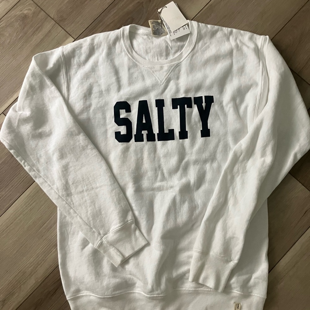 Stylish White 'Salty' Crewneck Sweater